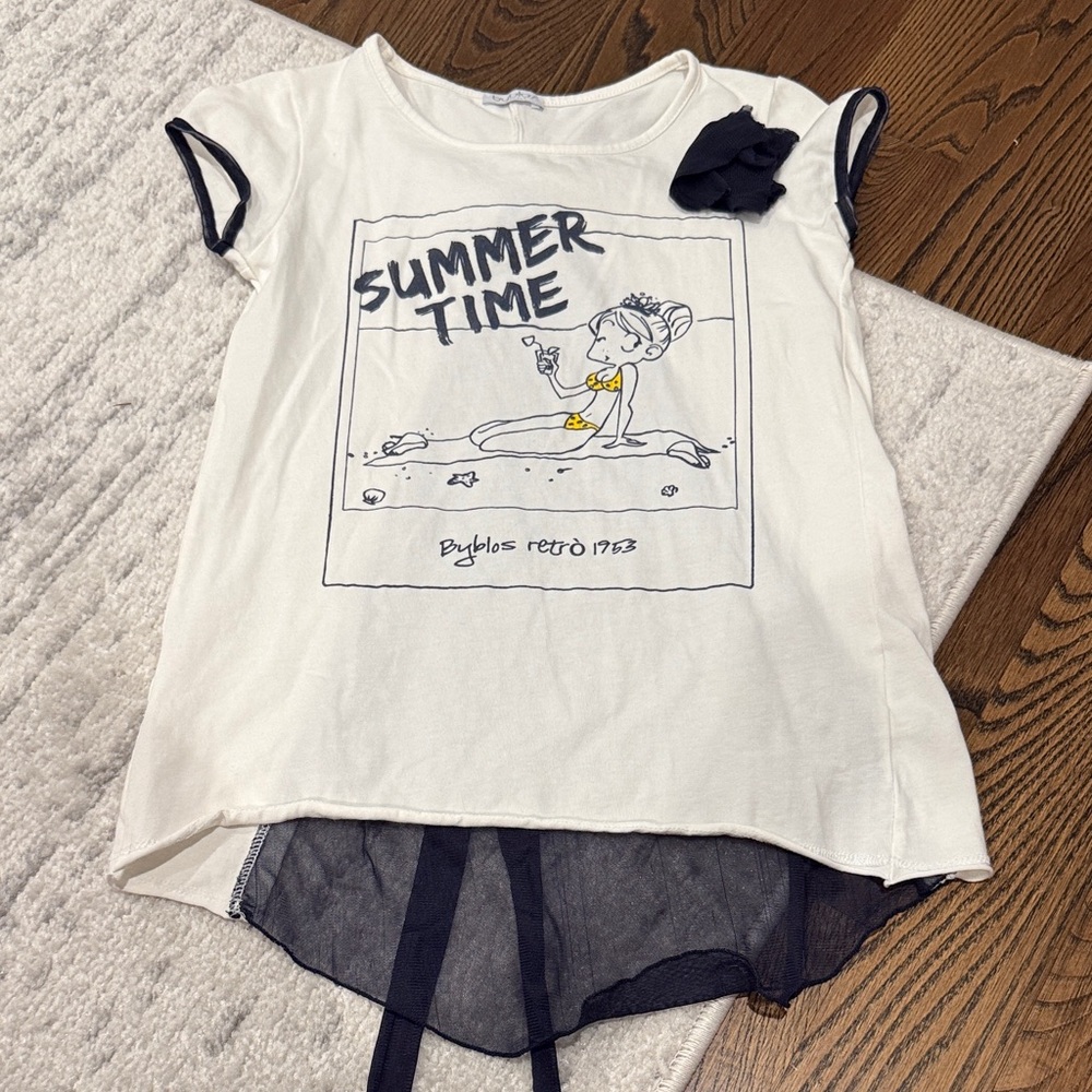 Byblos White and Black Graphic Tee